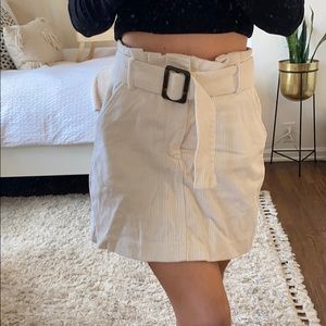 Zara Cream Corduroy Belted Skirt
